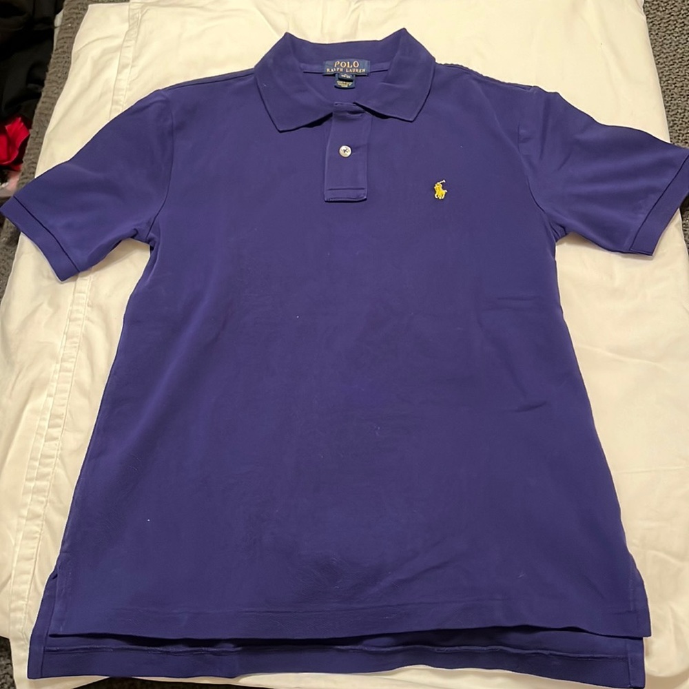 Youth Size M (10-12) purple traditional cotton Polo short sleeved shirt